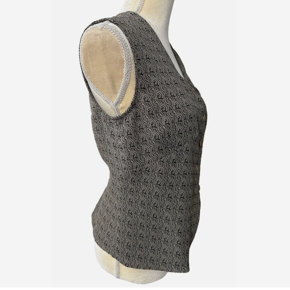 MAX STUDIO Brown Paisley Vest NWT Size 2 Sleeveless Blouse Top - Picture 3 of 5